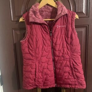 Free Country Quilted Faux-Fur Lined Vest in Raspberry